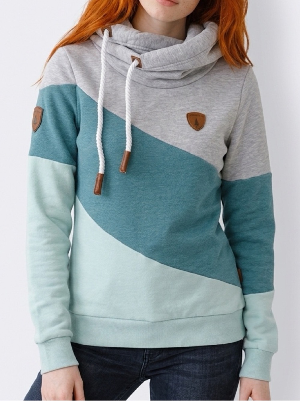 Wanakome 🇨🇦 Women’s Small Colour Block Hoodie Oversized Hood Rope Drawstrings
